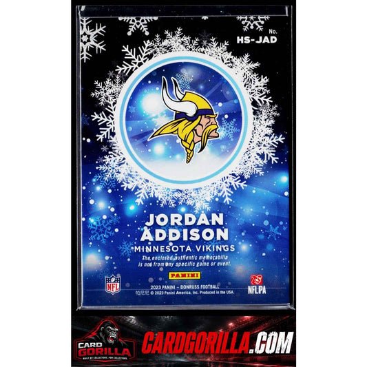 2023 Donruss #HS-JAD Jordan Addison Rookie Holiday Sweater Relics