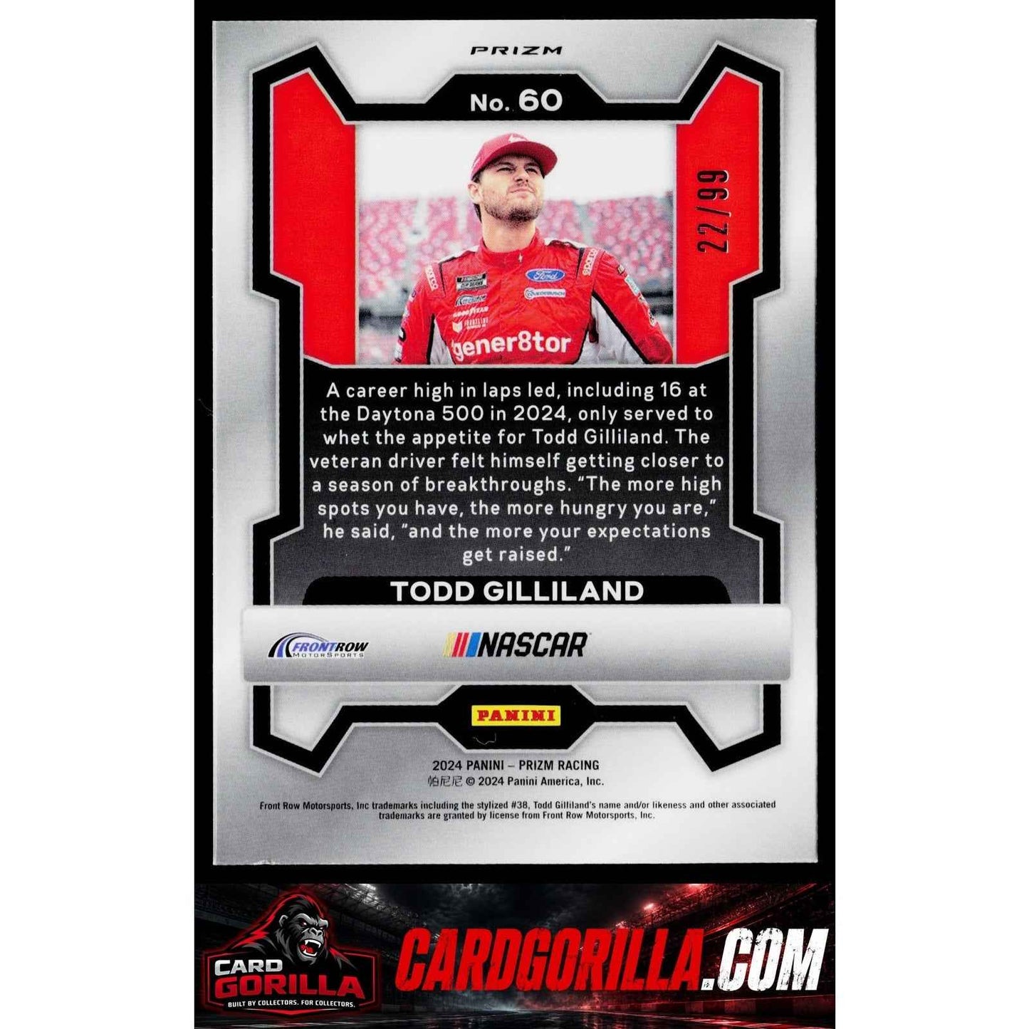2024 Panini Prizm #60 Todd Gilliland Purple #/99