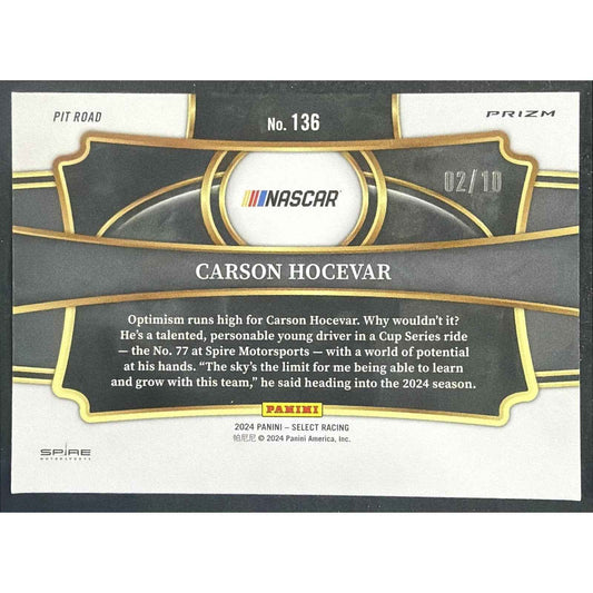 2024 Panini Select Nascar Carson Hocevar #136 Gold Prizms /10