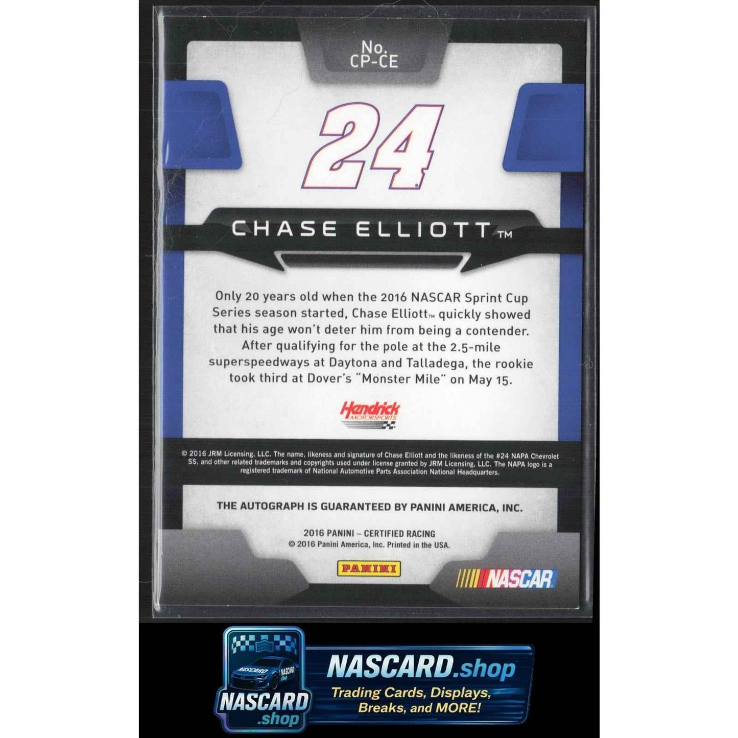 2016 Certified Chase Elliott Certified Potential Signatures Mirror Orange #/5 RC