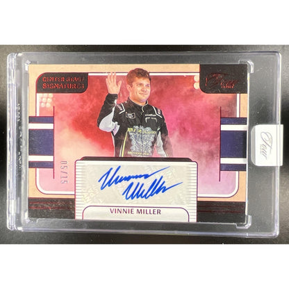 2025 Panini Turn Four NASCAR Vinnie Miller Center Stage Signatures Red /15 Auto