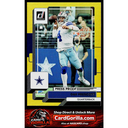 2022 Donruss #153 Dak Prescott Yellow Press Proof