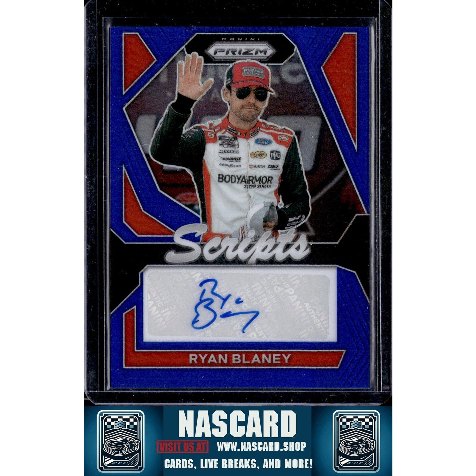 2024 Panini Prizm #S-RBY Ryan Blaney Scripts Blue #/49 - NASCARD.shop