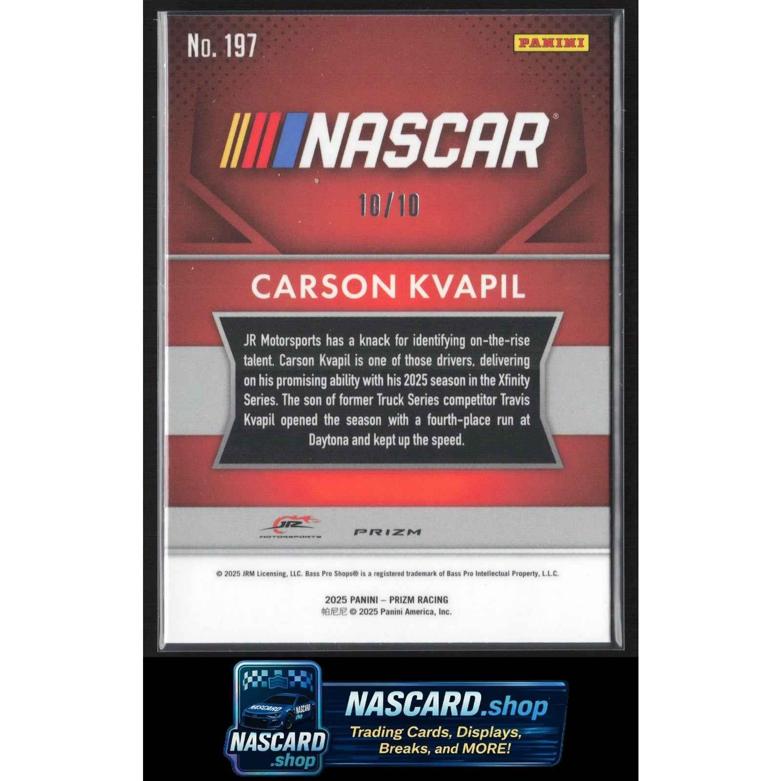 2025 Panini Prizm #197 Carson Kvapil FOTL Blue Shimmer #10/10