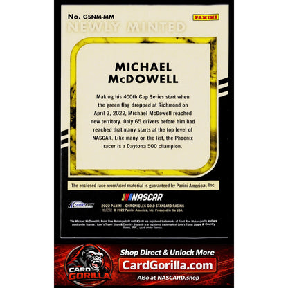 2022 Panini Chronicles Michael McDowell Gold Standard Newly Minted Memorabilia