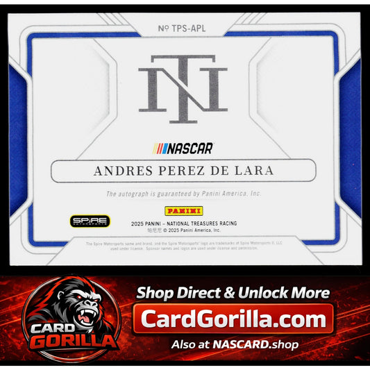 2025 Panini National Treasures Andres Perez De Lara Track Pass Signatures #/99