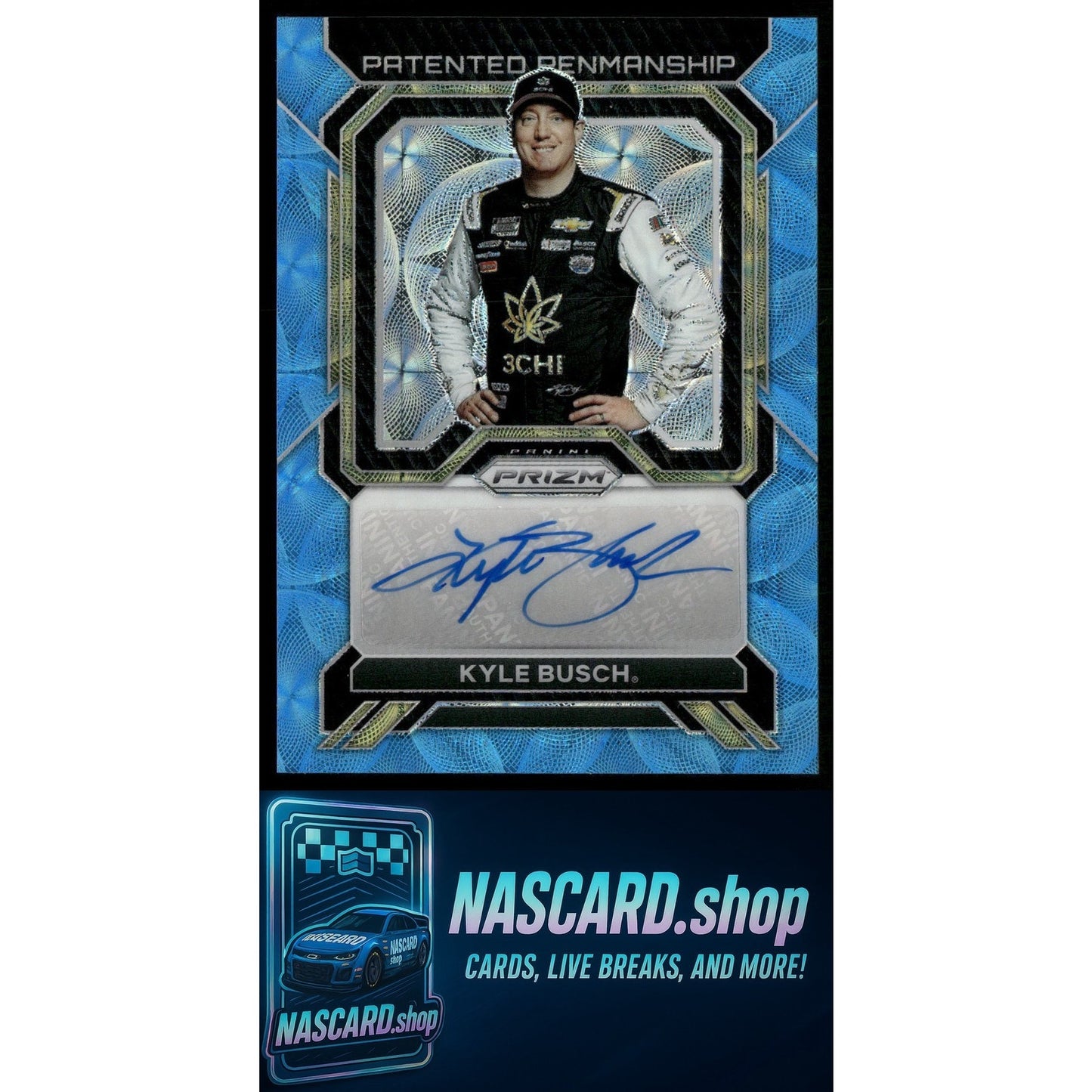 2023 Panini Prizm Kyle Busch Patented Penmanship Carolina Blue Scope #/75 - NASCARD.shop