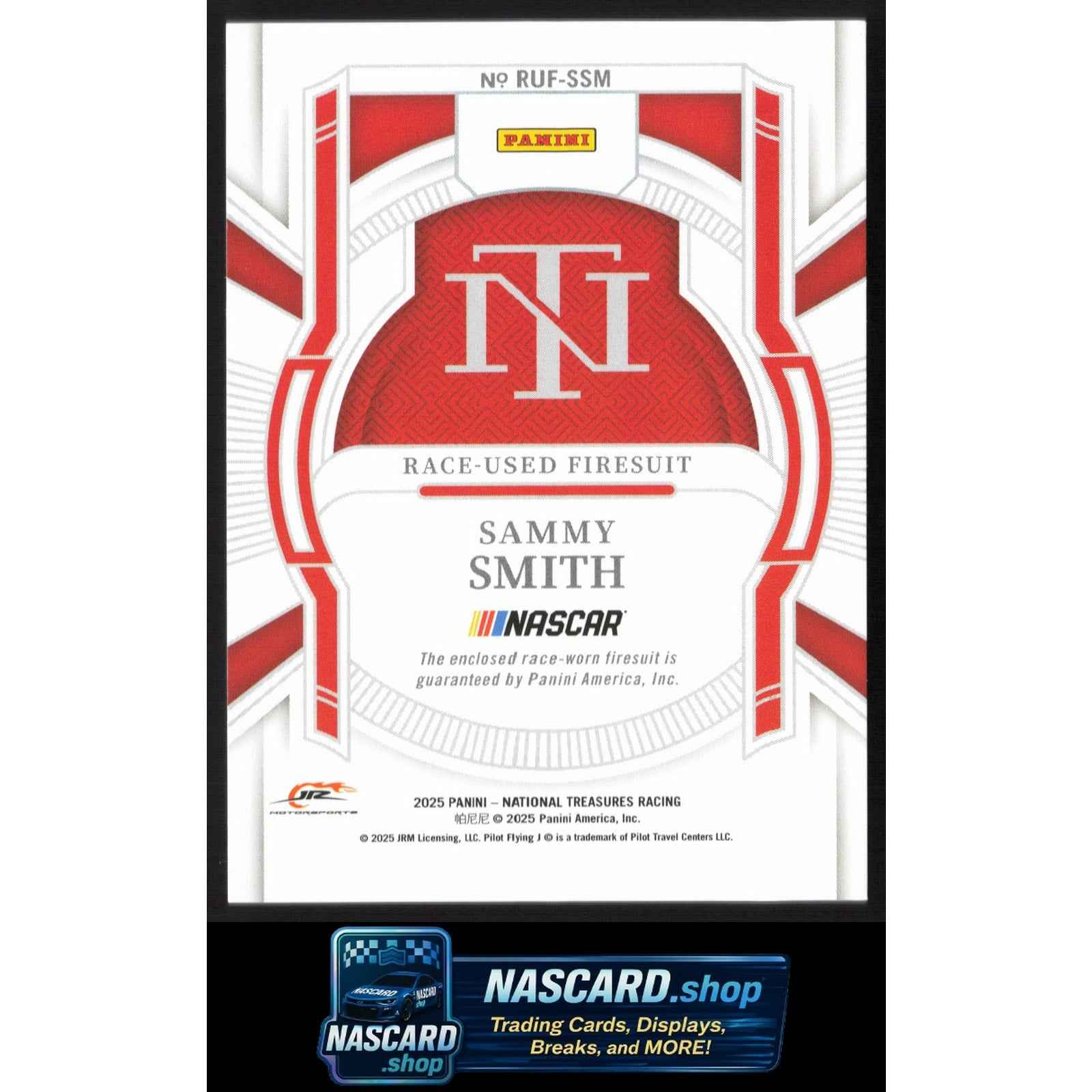 2025 Panini National Treasures #RUF-SSM Sammy Smith Race Used Firesuit Gold #/10