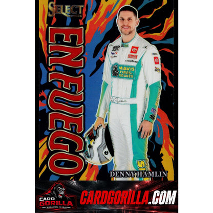 2024 Panini Select #18 Denny Hamlin En Fuego Red Prizms #/99