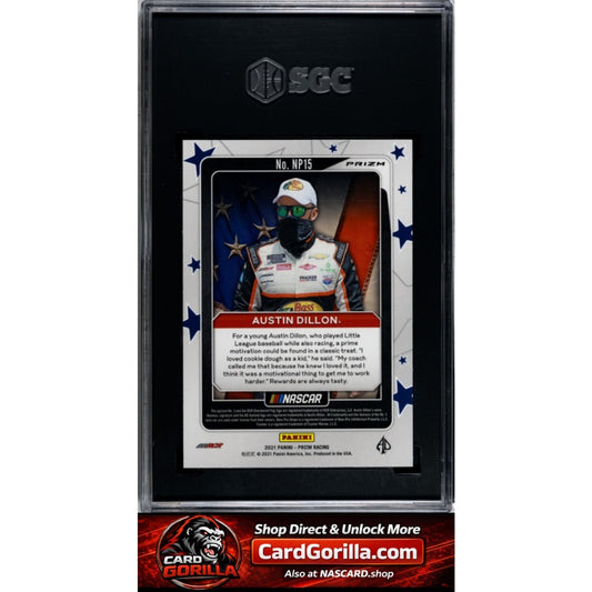 2021 Panini Prizm #NP15 Austin Dillon National Pride White Sparkle Prizm SGC 9