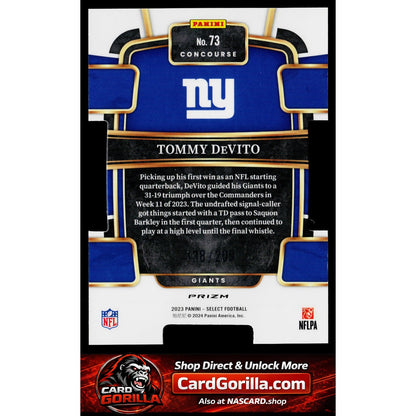 2023 Panini Select #73 Tommy DeVito Copper Prizms Die Cuts #/299