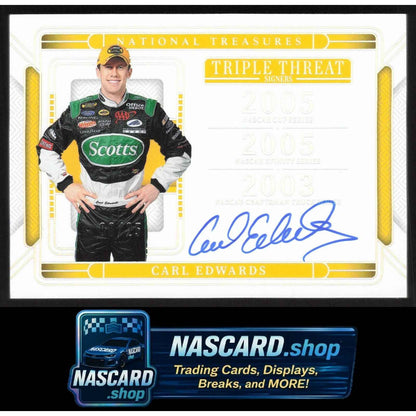 2025 National Treasures Carl Edwards Triple Threat Signers Holo Silver #/25
