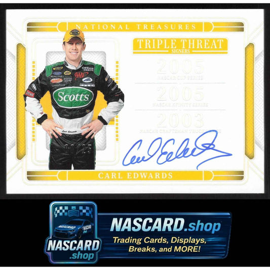 2025 National Treasures Carl Edwards Triple Threat Signers Holo Silver #/25