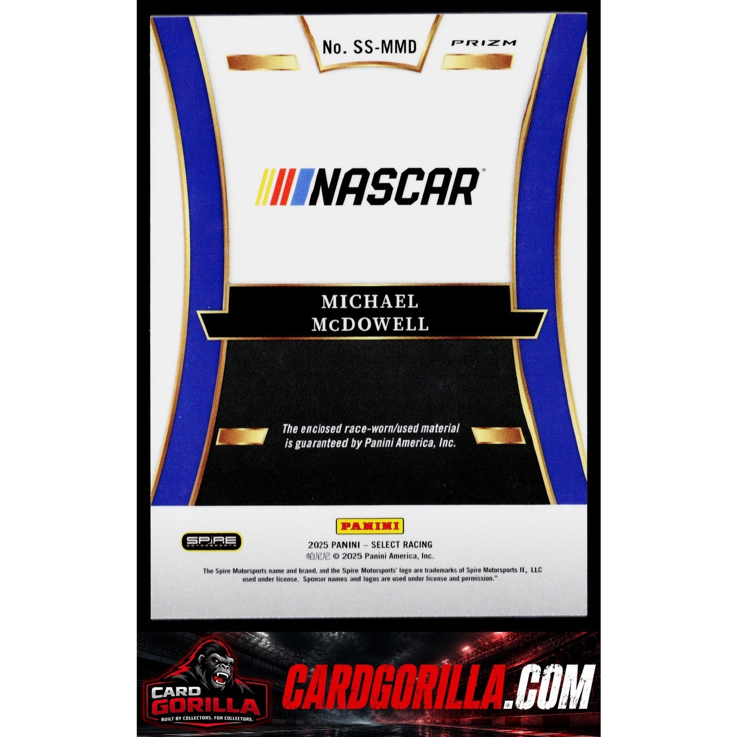 2025 Panini Select #SS-MMD Michael McDowell Selective Swatches Ice Prizms