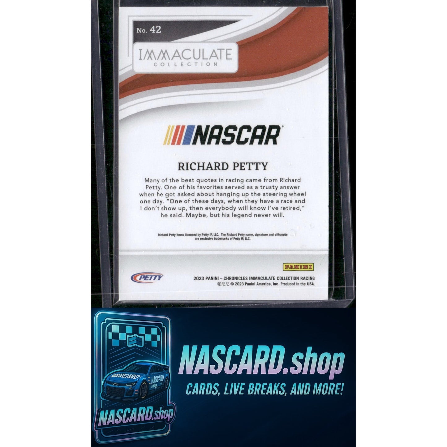 2023 Panini Chronicles #42 Richard Petty Immaculate Black - Card Gorilla