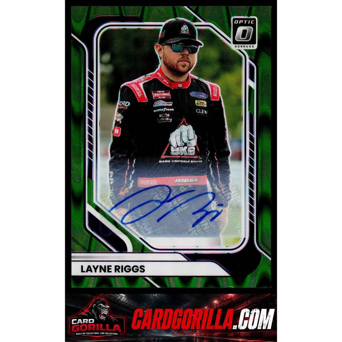 2026 Donruss #35 Layne Riggs Optic Signatures Green Swirl FOTL #5/5