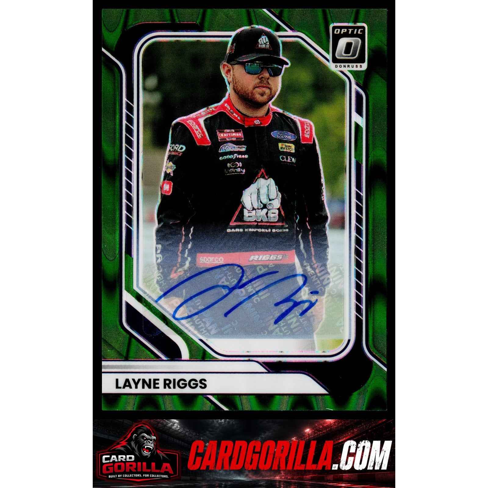 2026 Donruss #35 Layne Riggs Optic Signatures Green Swirl FOTL #5/5