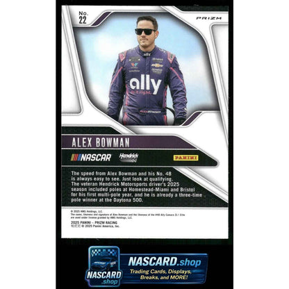 2025 Panini Prizm #22 Alex Bowman White Sparkle