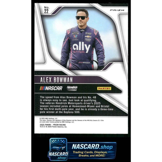 2025 Panini Prizm #22 Alex Bowman White Sparkle
