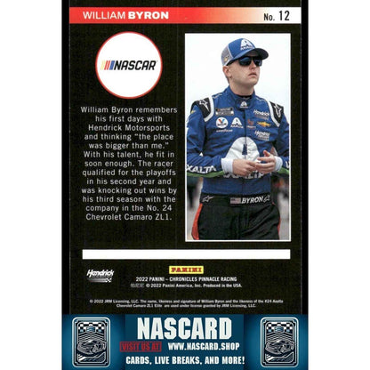 2022 Panini Chronicles - Pinnacle Gold William Byron #12 /10 - NASCARD.shop