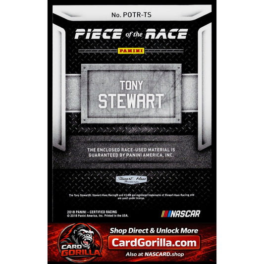 2018 Panini Certified #POTR-TS Tony Stewart Piece of the Race Relics #/499