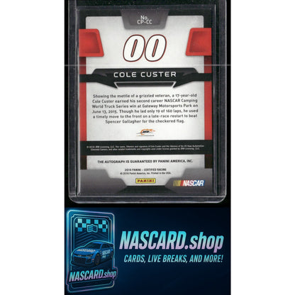 2016 Panini Certified #CP-CC Cole Custer Certified Potential Signatures #/287