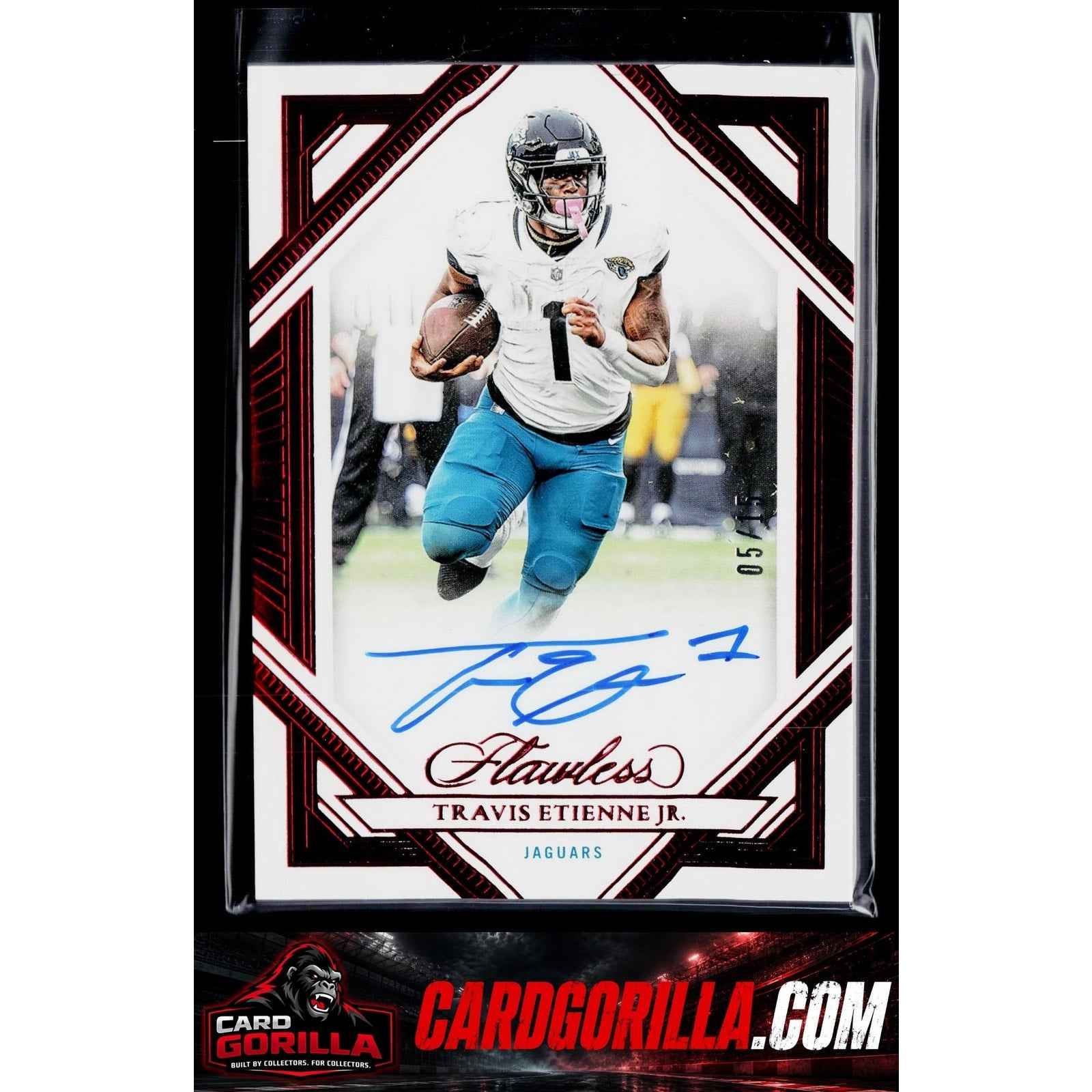 2023 Panini Flawless Travis Ettienne Jr Flawless Frame Signatures Ruby #/15