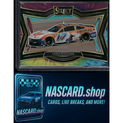 2025 Select Racing #176 Chris Buescher Pit Road Tie-Dye Prizms #/13 - Card Gorilla