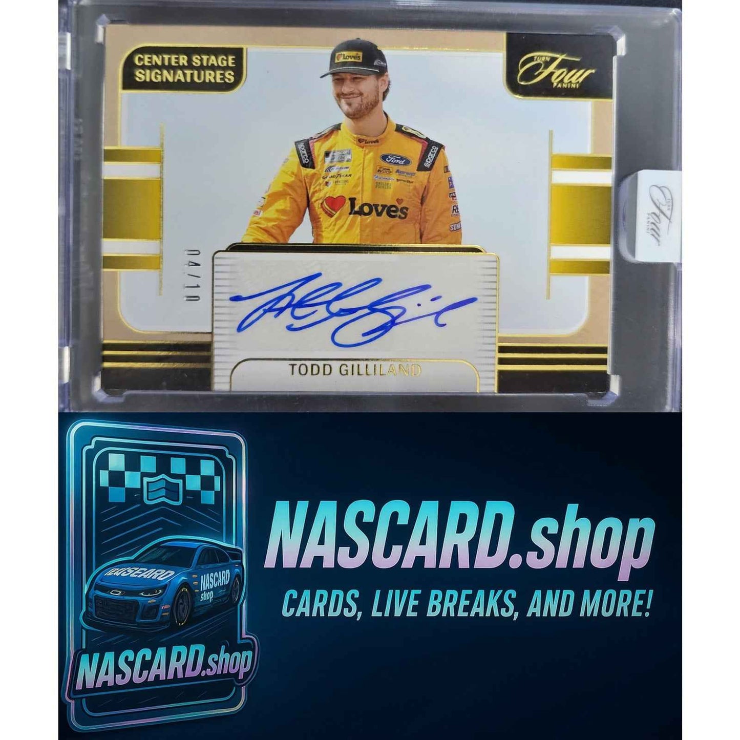 2025 Panini Turn Four #CSS-TGD Todd Gilliland Center Stage Signatures Gold #/10