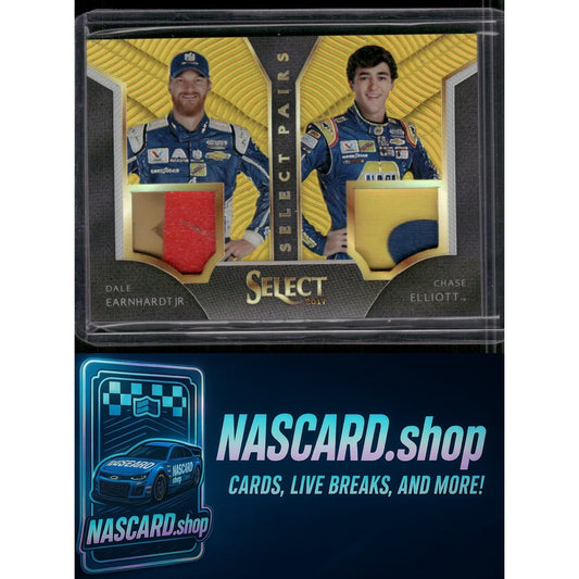 2017 Panini Select Dale Earnhardt Jr Chase Elliott Select Pairs Gold Prizms #/10 - NASCARD.shop
