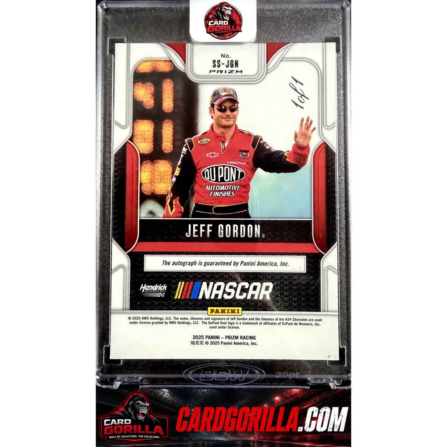 2025 Panini Prizm #SS-JGN Jeff Gordon Sensational Signatures Gold Vinyl #1/1