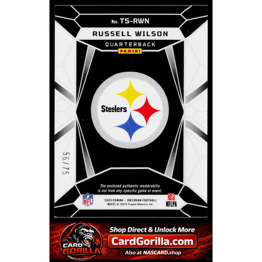 2024 Panini Obsidian #TS-RWN Russell Wilson Trifecta Swatches Red #/75