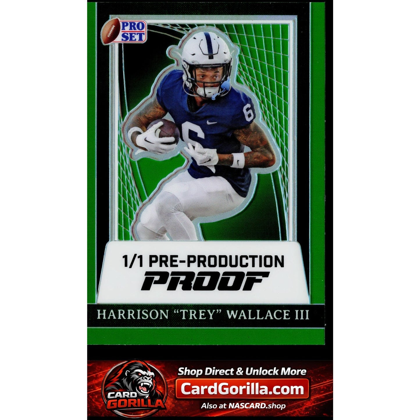 2024 Pro Set Metal #NNO Harrison Wallace III Green Pre-Production Proofs #1/1