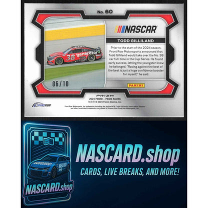 2024 Panini Prizm #60 Todd Gilliland Blue Shimmer #/10