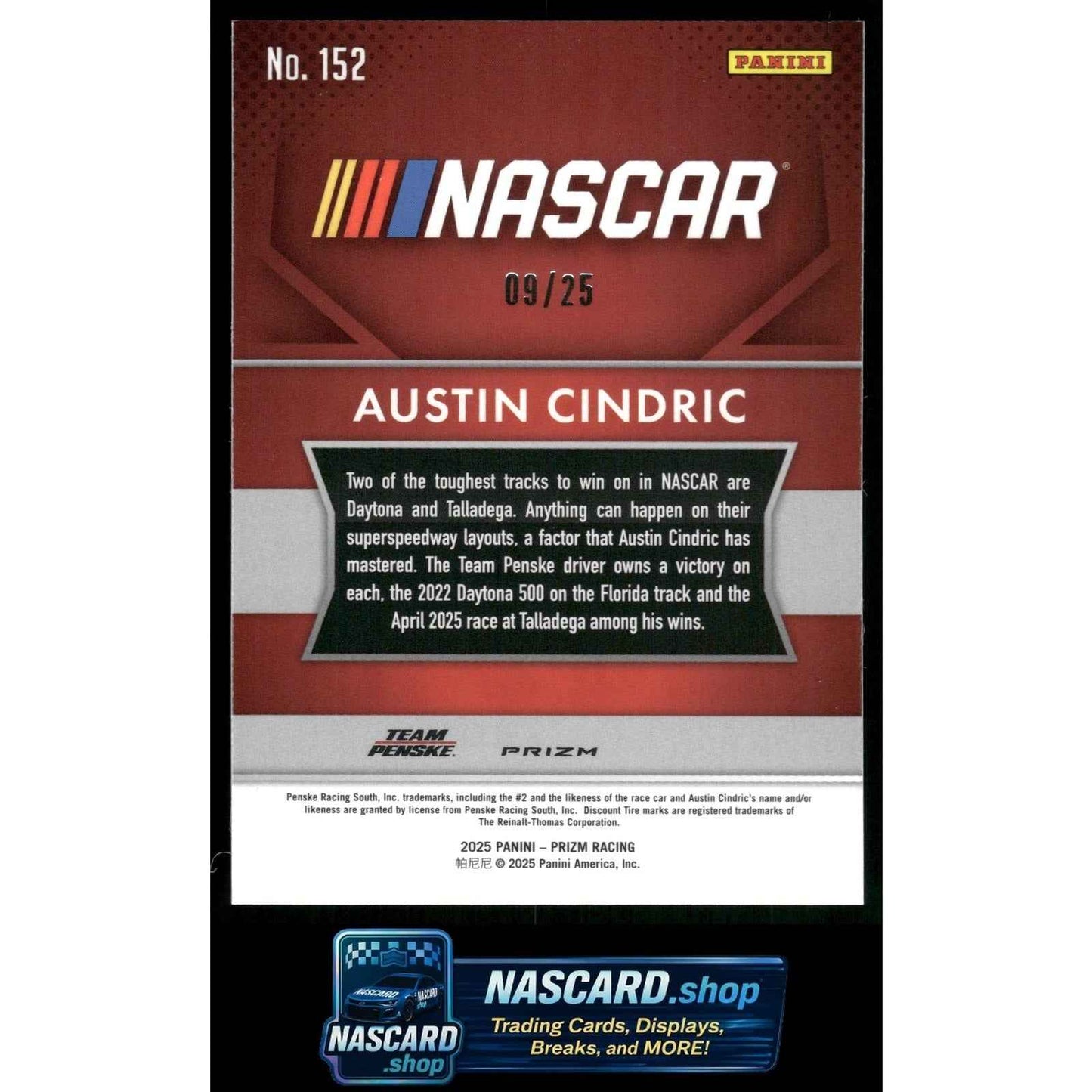 2025 Panini Prizm #152 Austin Cindric Mojo #/25