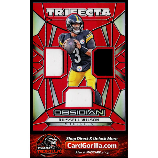 2024 Panini Obsidian #TS-RWN Russell Wilson Trifecta Swatches Red #/75