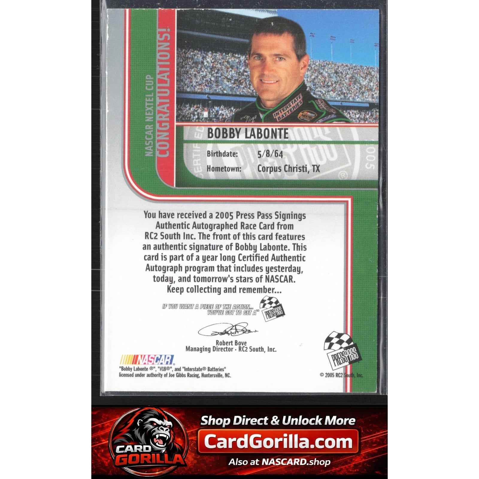 2005 Press Pass #NNO Bobby Labonte Signings Platinum