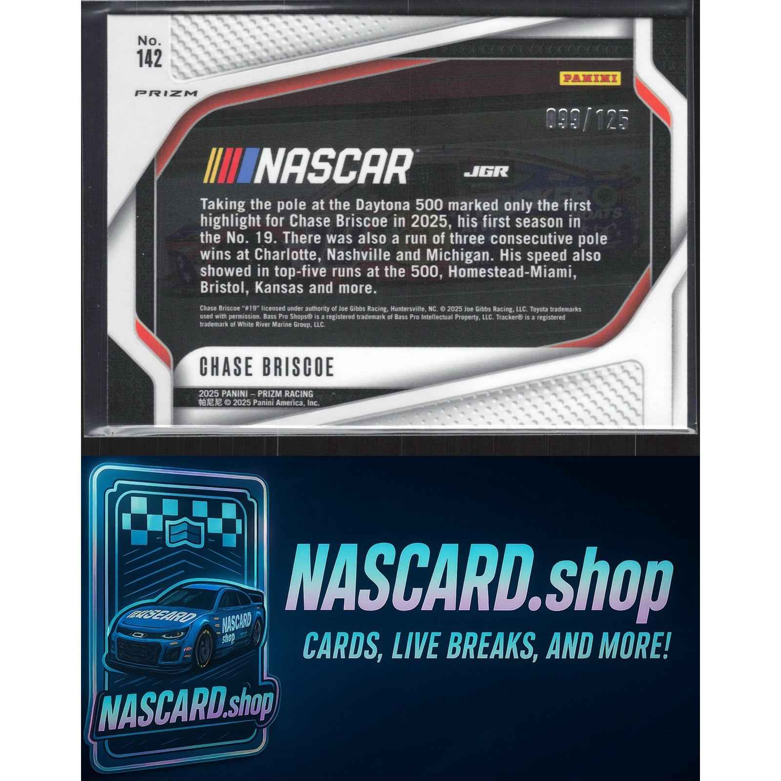 2025 Panini Prizm #142 Chase Briscoe Rides Orange Prizm #/125