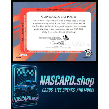 2004 Press Pass Jeff Gordon Autographs - NASCARD.shop