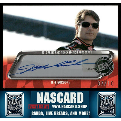 2010 Press Pass Track Edition Autograph Jeff Gordon 07/10 - NASCARD.shop