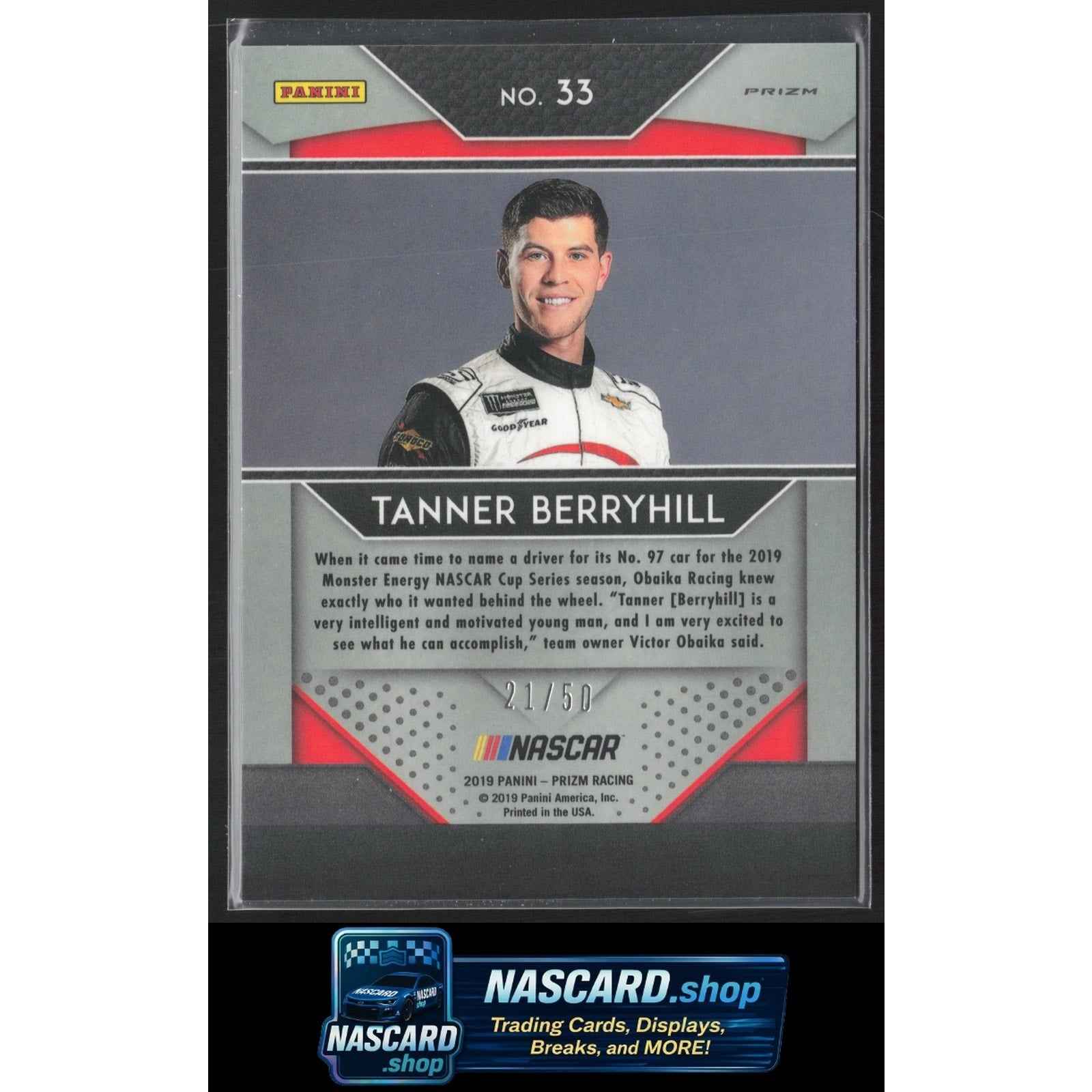 2019 Panini Prizm #33 Tanner Berryhill Red #/50 RC