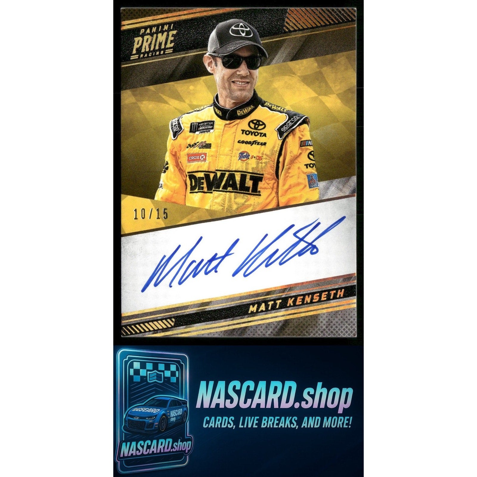 2023 Panini Prime #PS-MKS Matt Kenseth Prime Signatures Holo Gold #/15 - NASCARD.shop