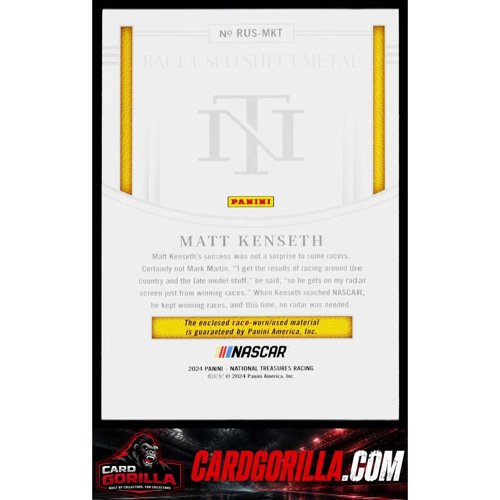 2024 Panini National Treasures Matt Kenseth Race Used Sheet Metal Blue #/75