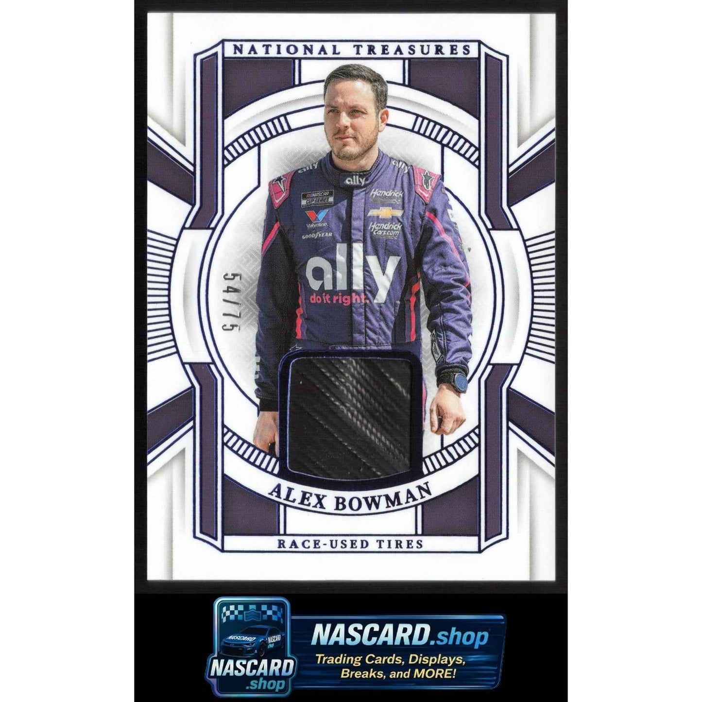 2025 Panini National Treasures #RUT-ABN Alex Bowman Race Used Tires Blue #/75