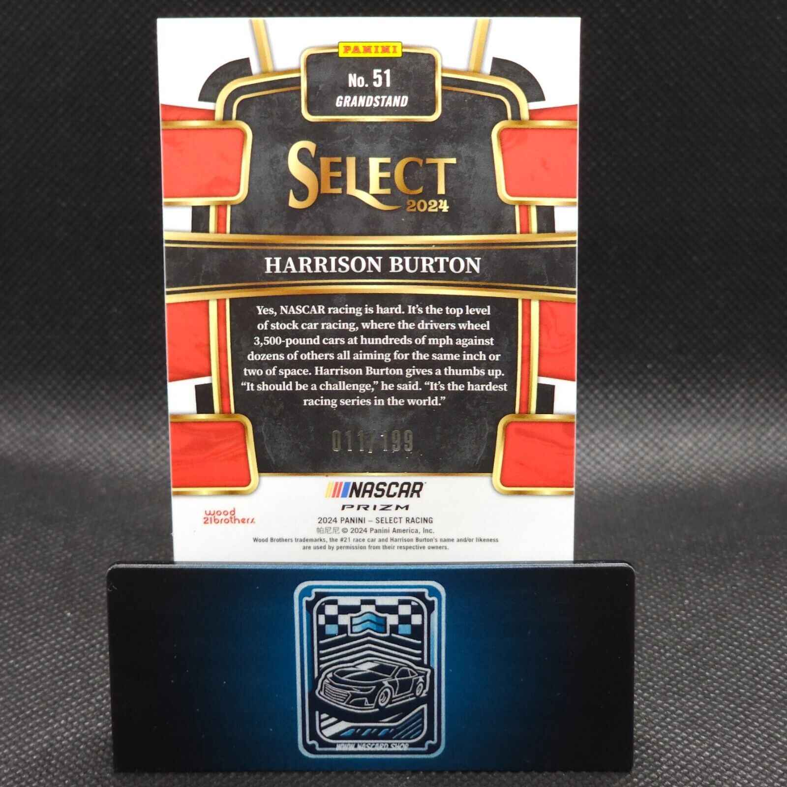2024 Panini Select Racing Grandstand Light Blue Prizm #51 Harrison Burton /199 - NASCARD.shop