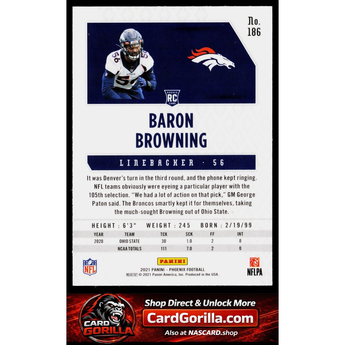 2021 Panini Phoenix #186 Baron Browning Fire Burst