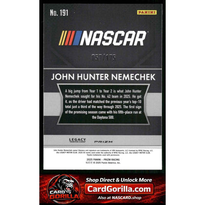 2025 Panini Prizm #191 John Hunter Nemechek Red Power #/175