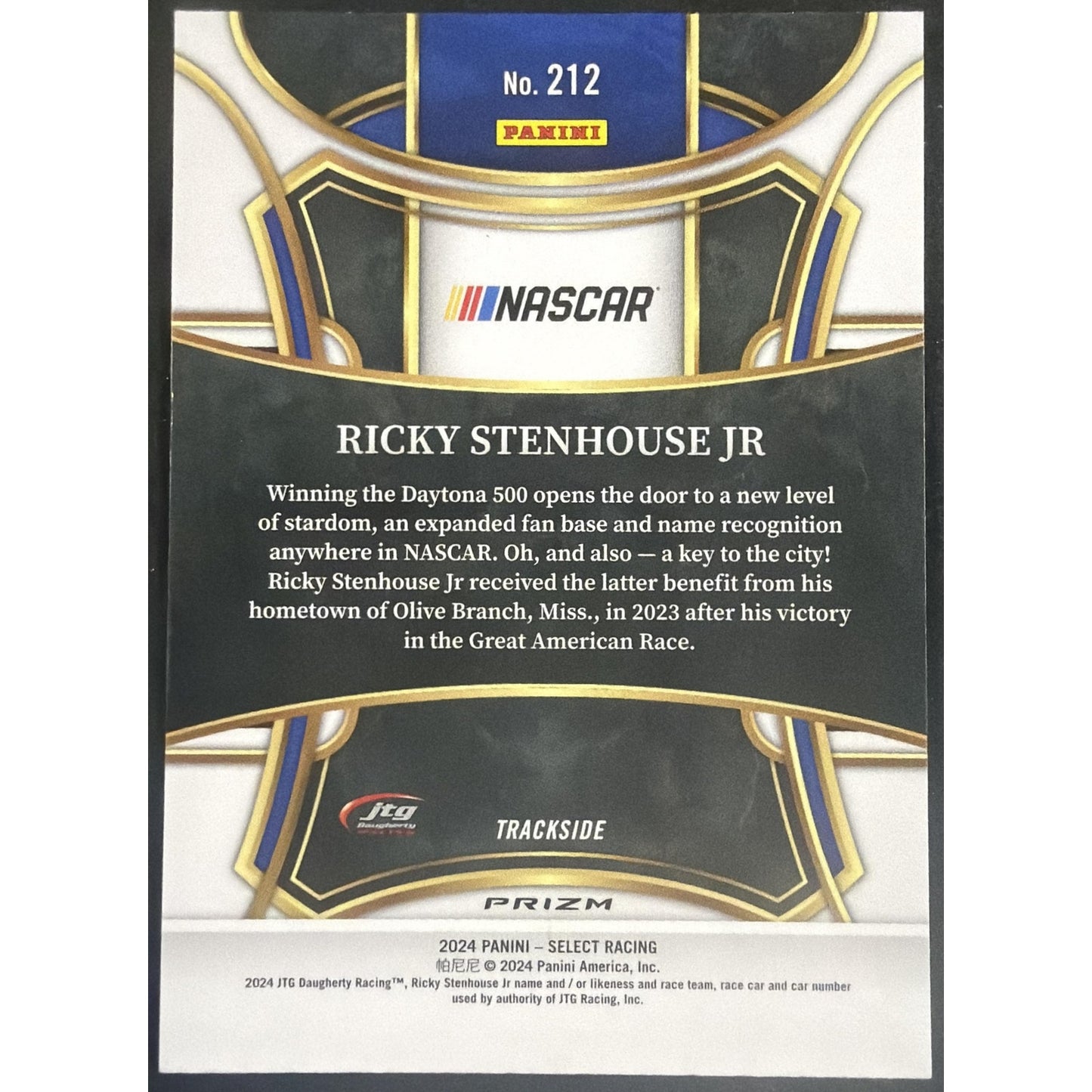 2024 Panini Select Nascar Ricky Stenhouse Jr #212 Tiger Prizms Trackside