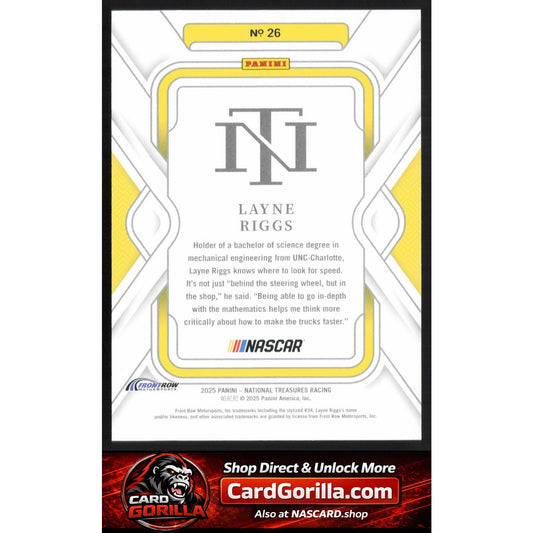 2025 Panini National Treasures #26 Layne Riggs #/35