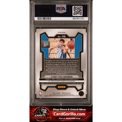 2023 Panini Prizm #115 Chet Holmgren Pink Ice PSA 10